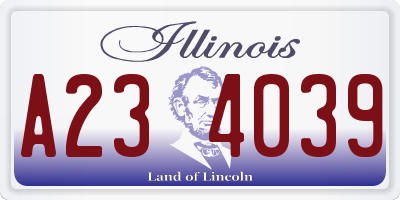 IL license plate A234039