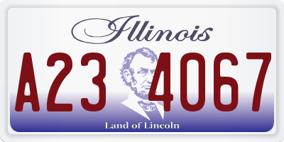 IL license plate A234067
