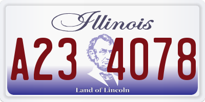 IL license plate A234078