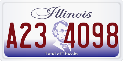 IL license plate A234098