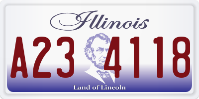 IL license plate A234118
