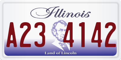 IL license plate A234142
