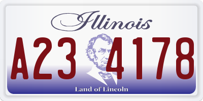 IL license plate A234178