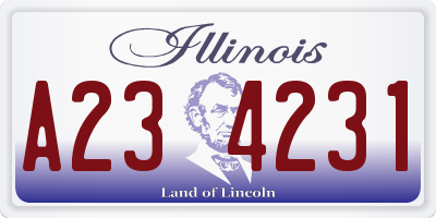 IL license plate A234231