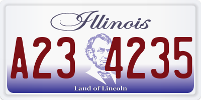 IL license plate A234235
