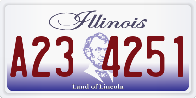 IL license plate A234251