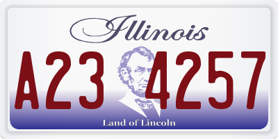 IL license plate A234257