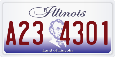 IL license plate A234301