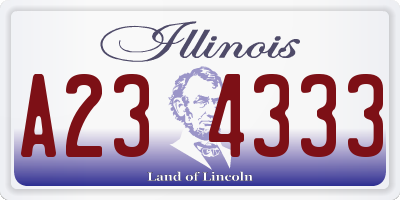 IL license plate A234333