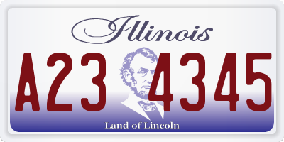IL license plate A234345