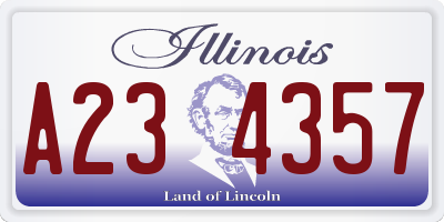 IL license plate A234357