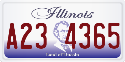 IL license plate A234365