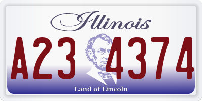 IL license plate A234374