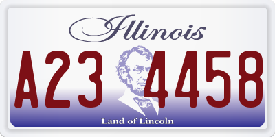 IL license plate A234458