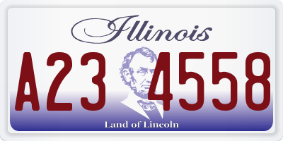 IL license plate A234558