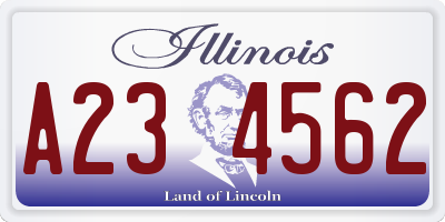 IL license plate A234562