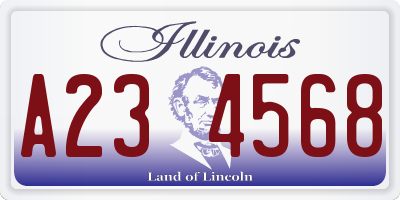 IL license plate A234568