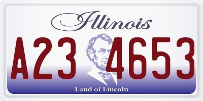 IL license plate A234653