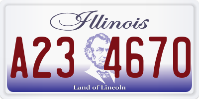 IL license plate A234670
