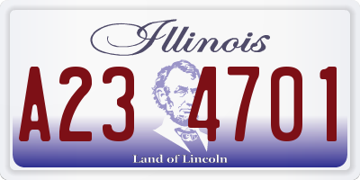 IL license plate A234701