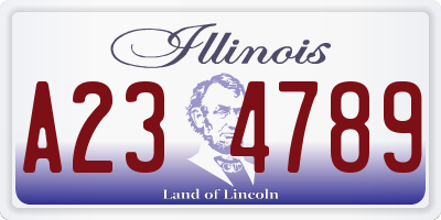 IL license plate A234789