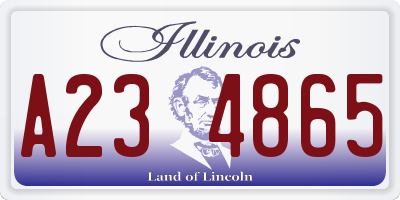 IL license plate A234865
