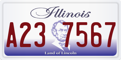 IL license plate A237567