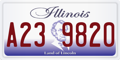 IL license plate A239820