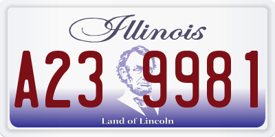 IL license plate A239981