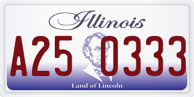 IL license plate A250333