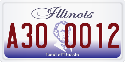 IL license plate A300012
