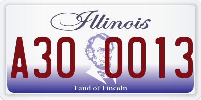 IL license plate A300013