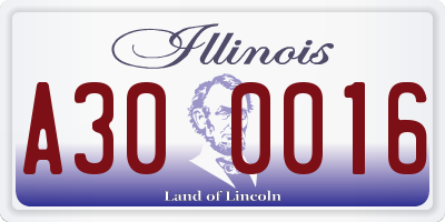 IL license plate A300016