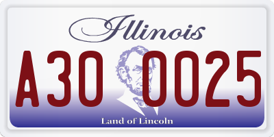 IL license plate A300025