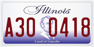 IL license plate A300418
