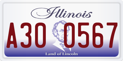 IL license plate A300567