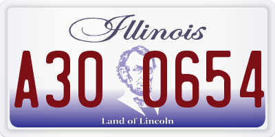 IL license plate A300654