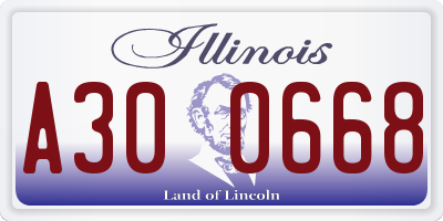 IL license plate A300668