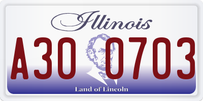 IL license plate A300703