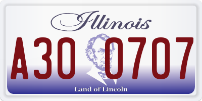IL license plate A300707