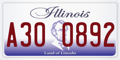 IL license plate A300892