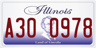 IL license plate A300978