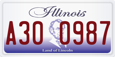 IL license plate A300987