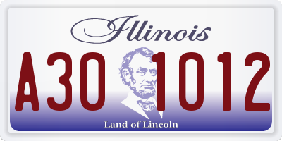 IL license plate A301012