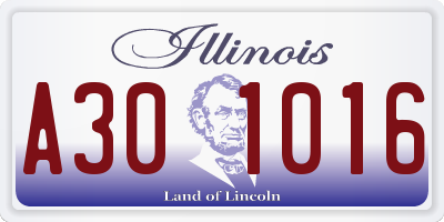 IL license plate A301016