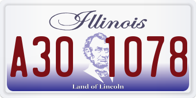 IL license plate A301078