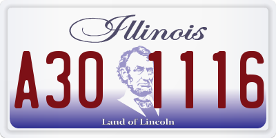 IL license plate A301116