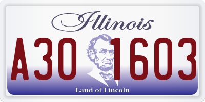IL license plate A301603