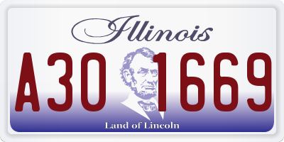 IL license plate A301669