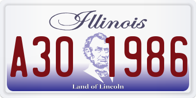 IL license plate A301986